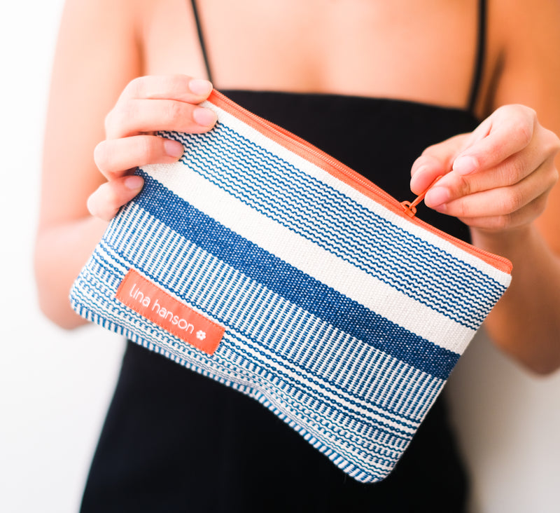 Lina Hanson Global Travel Kit, A handwoven makeup and skin accessory bag. Handmade in Thailand. 